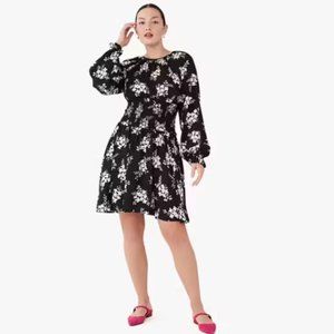 KATE SPADE Women’s Black and White Floral Clusters Fit & Flare Dress XS (NWT)